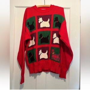 Vintage Cotton Scottie Dog Sweater Women’s XL Christmas Bill Ditfort Designs